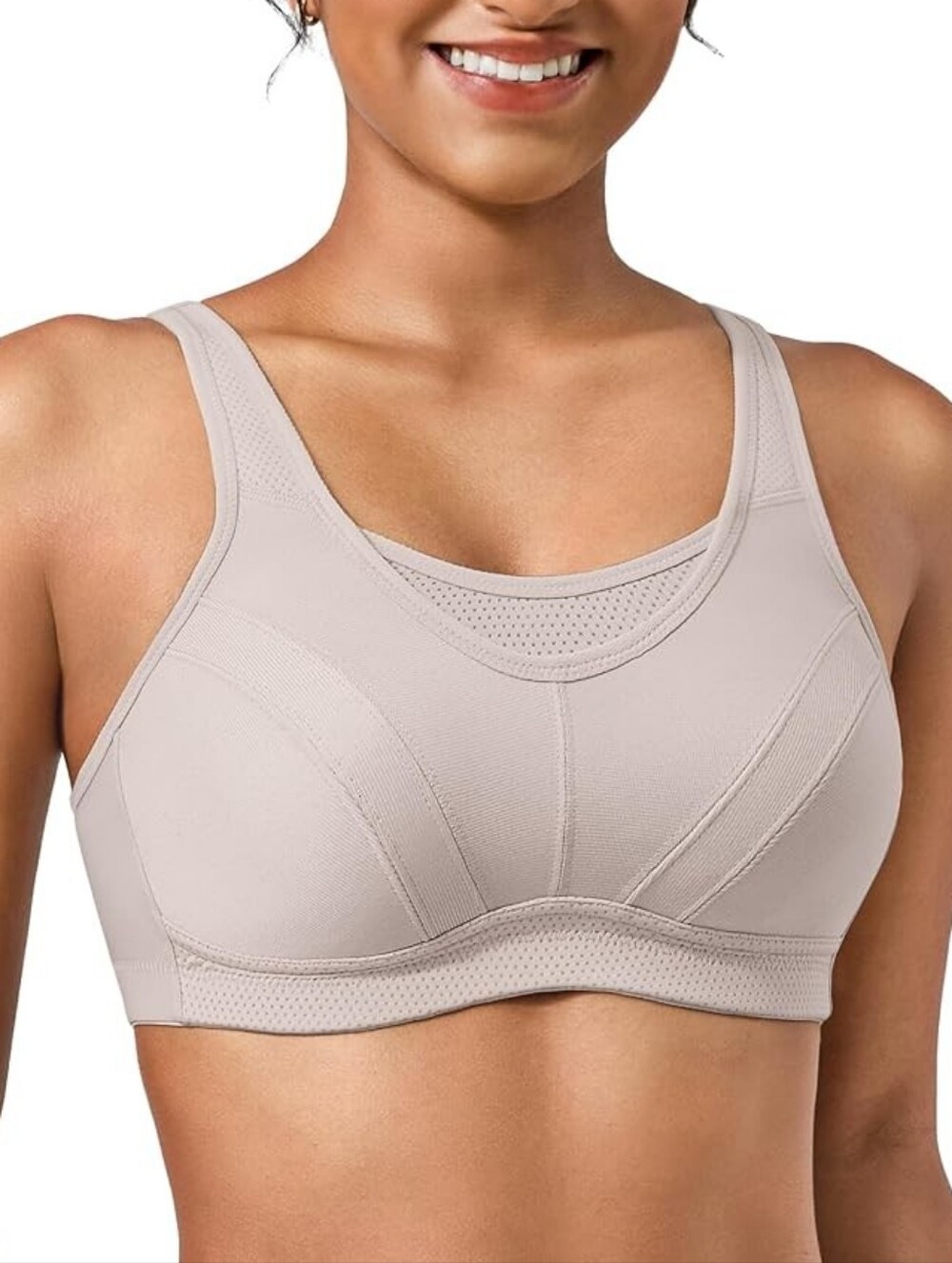 WINGLOVE Full coverage Sports Bra Silver grey Sz 48DD/E NEW